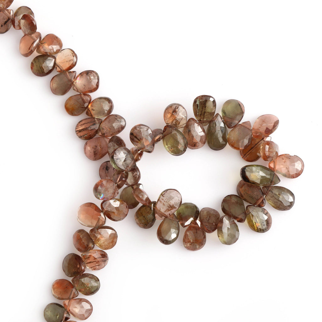 Andalusite Faceted Pears Beads- 5x6 mm to 8x9 mm - Andalusite Pear - Gem Quality , 20 Cm Full Strand, Price Per Strand - National Facets, Gemstone Manufacturer, Natural Gemstones, Gemstone Beads
