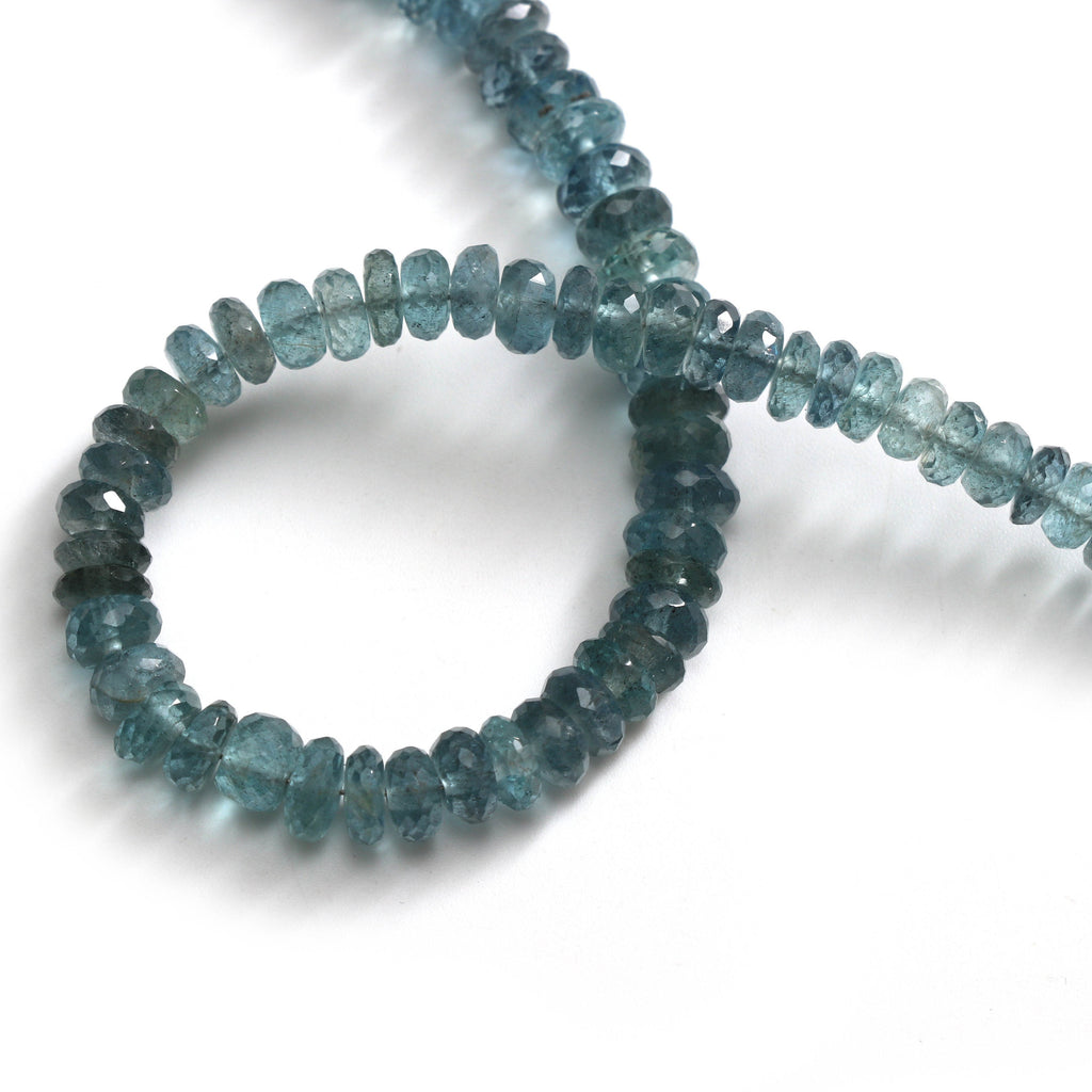 Natural Moss Aquamarine Faceted Roundel Beads, 5.5 mm to 7.5 mm- Moss Aquamarine Beads- Gem Quality,8 Inch/16 Inch/18 Inch, Price Per Strand - National Facets, Gemstone Manufacturer, Natural Gemstones, Gemstone Beads