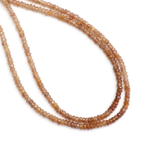 Natural Brown Zircon Faceted Roundelle Beads | 3.5 mm to 4 mm | Zircon Jewelry Making Beads | 18 Inch Full Strand | Price Per Strand