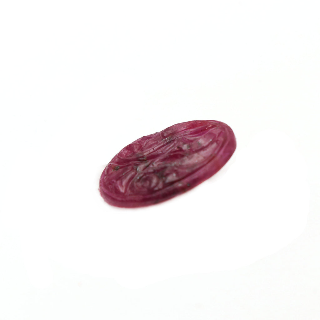 Natural Ruby Carving Oval Shaped Loose Gemstone - 19x14x2 mm - Ruby Oval, Ruby Carving Loose Gemstone, Pair (2 Pieces) - National Facets, Gemstone Manufacturer, Natural Gemstones, Gemstone Beads