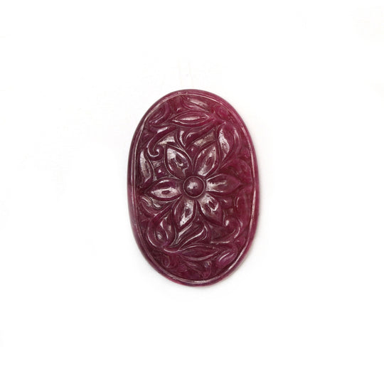 Natural Ruby Carving Oval Loose Gemstone - 25x33 mm - Ruby Oval, Ruby Carving Loose Gemstone, 1 Piece