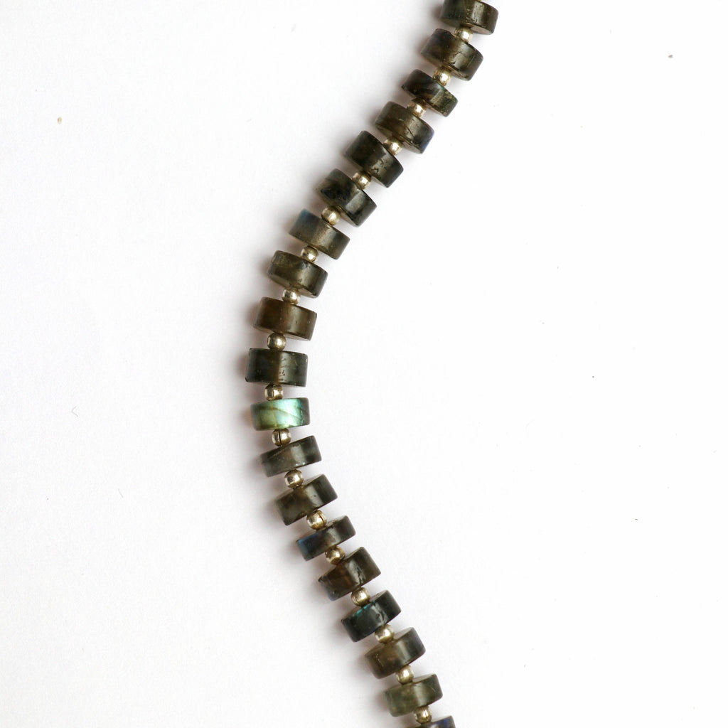 Natural Labradorite Smooth Tyre Beads , 2x6 mm to 4x7 mm, Labradorite Roundel Tyre, Gem Quality, 8 Inch Full Strand, Price Per Strand - National Facets, Gemstone Manufacturer, Natural Gemstones, Gemstone Beads