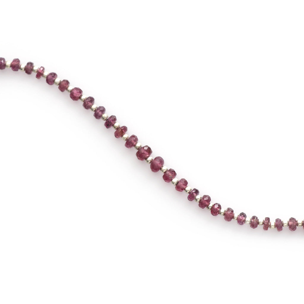Purple Garnet Faceted Beads -4 mm to 5 mm - Purple Garnet Beads, Roundel Beads, Garnet Beads - Gem Quality , 8 Inch, Price Per Strand - National Facets, Gemstone Manufacturer, Natural Gemstones, Gemstone Beads