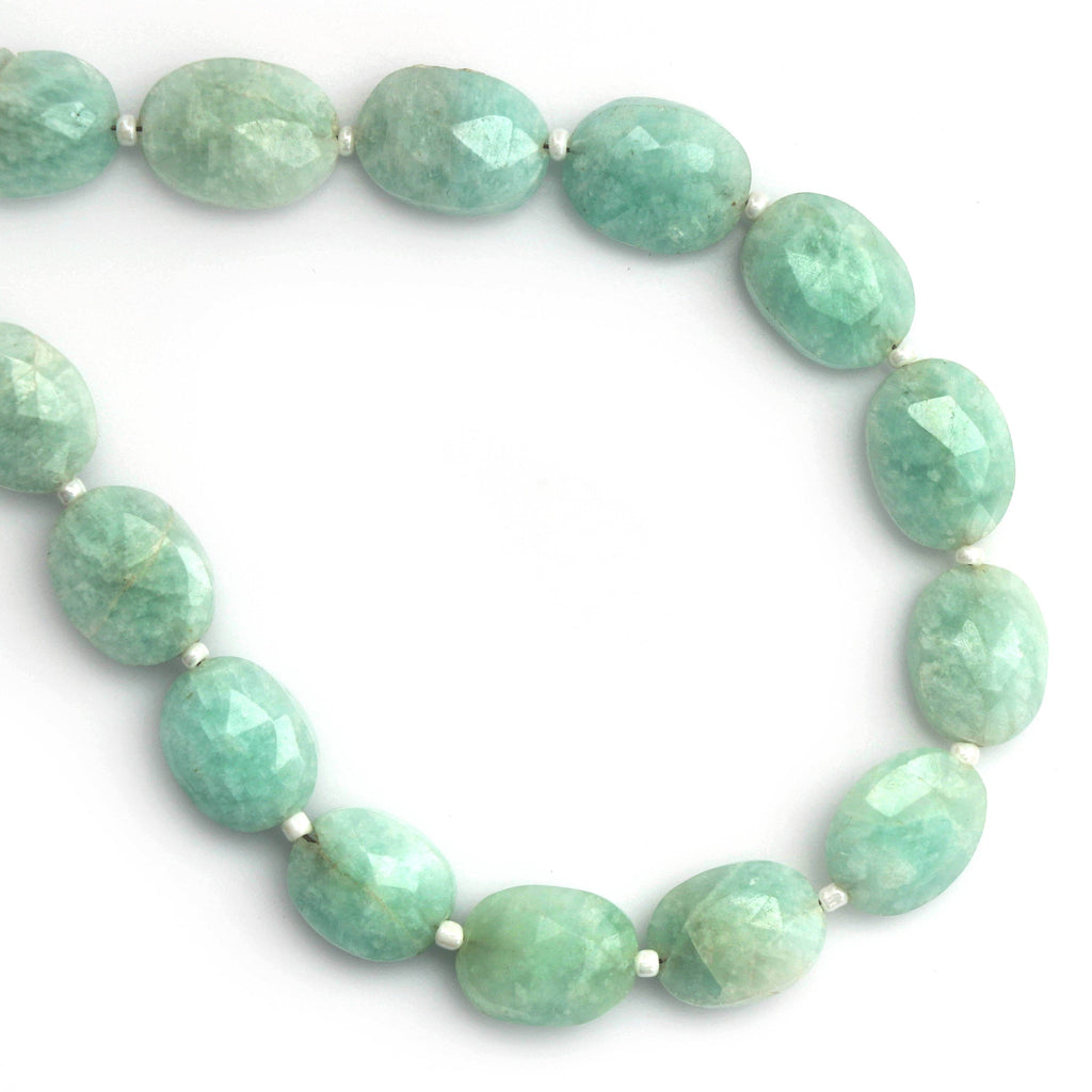 Amazonite Faceted Oval Beads, 5x9.5 MM to 4x10.5 MM, Amazonite, 8 Inch ,Price Per Strand - National Facets, Gemstone Manufacturer, Natural Gemstones, Gemstone Beads