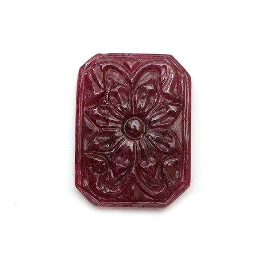 Natural Ruby Carving Cushion Loose Gemstone - 17x24 mm - Ruby Cushion, Ruby Carving Loose Gemstone, 1 Piece
