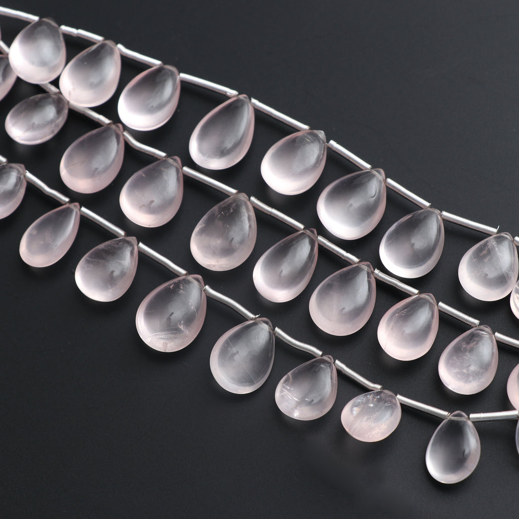 Rose Quartz Smooth Pears Beads- 8x11 mm to 12x16 mm - Rose Quartz Beads - Gem Quality , 18 Cm Full Strand, Price Per Strand - National Facets, Gemstone Manufacturer, Natural Gemstones, Gemstone Beads