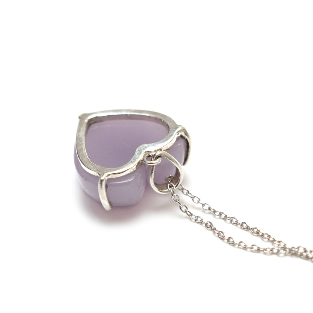 Purple Chalcedony Smooth Heart Gemstone Prong Pendant | 925 Sterling Silver Plated | Gift For Mom | Price Per Pendant - National Facets, Gemstone Manufacturer, Natural Gemstones, Gemstone Beads