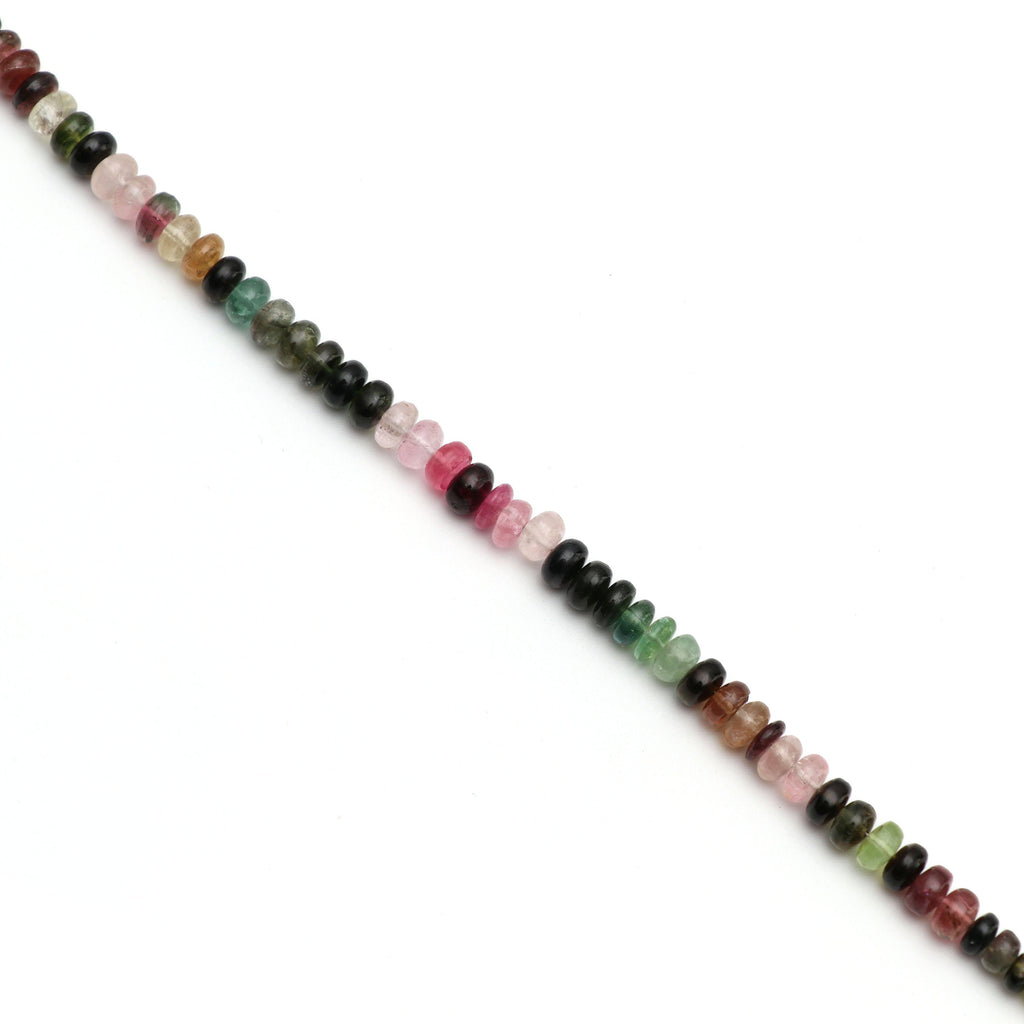 Multi Tourmaline Smooth Roundel Beads, Multi Color- 5mm to 6mm - Multi Tourmaline -Gem Quality , 8 Inch/ 20 Cm Full Strand, Price Per Strand - National Facets, Gemstone Manufacturer, Natural Gemstones, Gemstone Beads