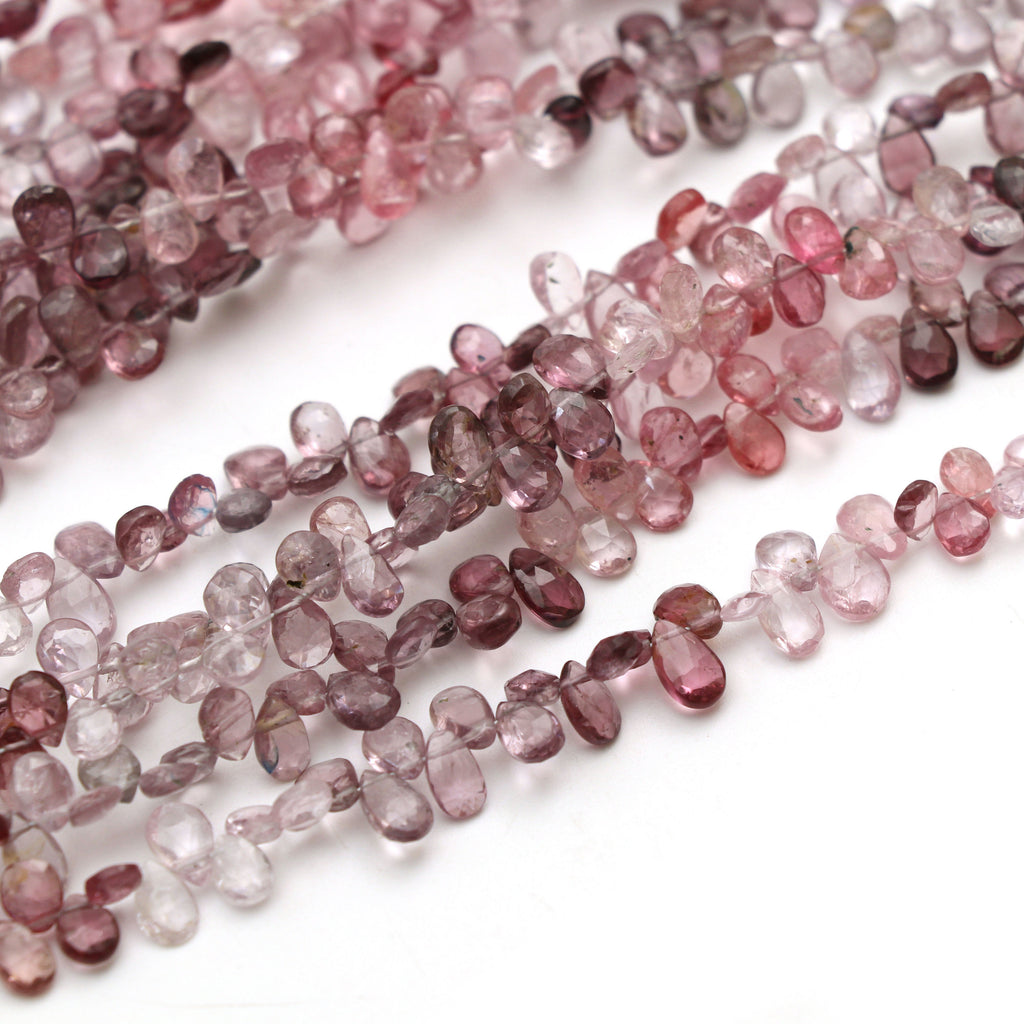 Multi Spinel Faceted Pear Beads | 4x5.5 mm to 4x6 mm | Multi Spinel Beads | Gem Quality | 8 Inch, 14 Inch Full Strand | Price Per Strand - National Facets, Gemstone Manufacturer, Natural Gemstones, Gemstone Beads
