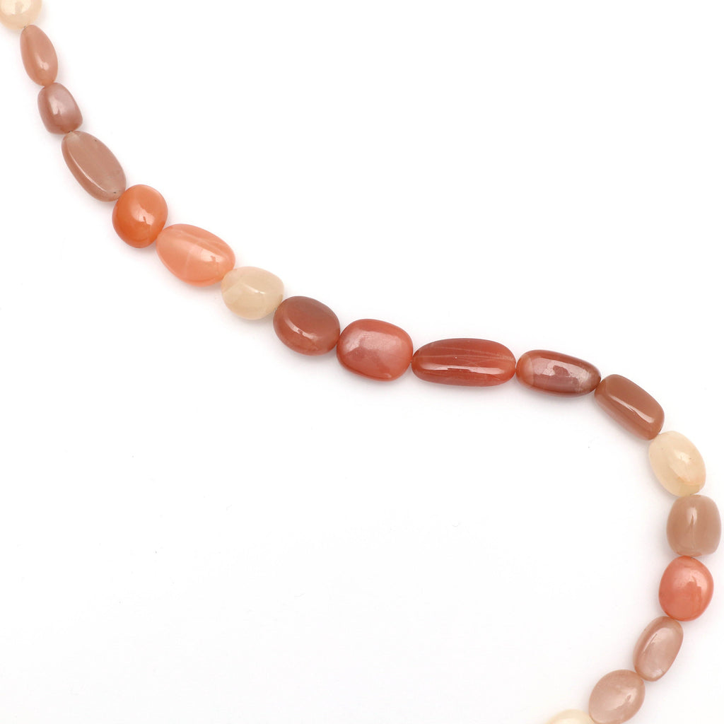 Multi Color Peach Moonstone Smooth Tumble Beads , Natural Smooth Moonstone, 9x8 mm to 17x8 mm, 8 Inch, per strand price - National Facets, Gemstone Manufacturer, Natural Gemstones, Gemstone Beads