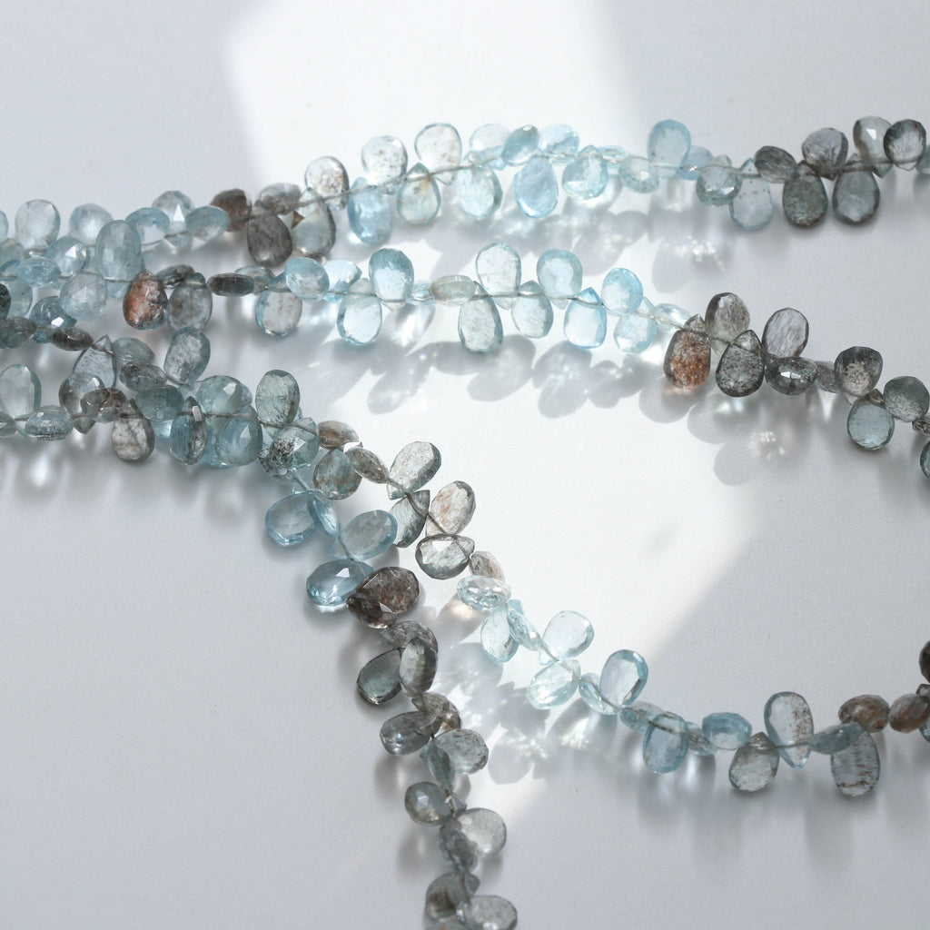 Natural Aquamarine Smooth Pear Beads, Aquamarine Smooth - 5x7 mm to 5x8 mm -Aquamarine Pear-Gem Quality,8 Inch Full Strand,Price Per Strand - National Facets, Gemstone Manufacturer, Natural Gemstones, Gemstone Beads