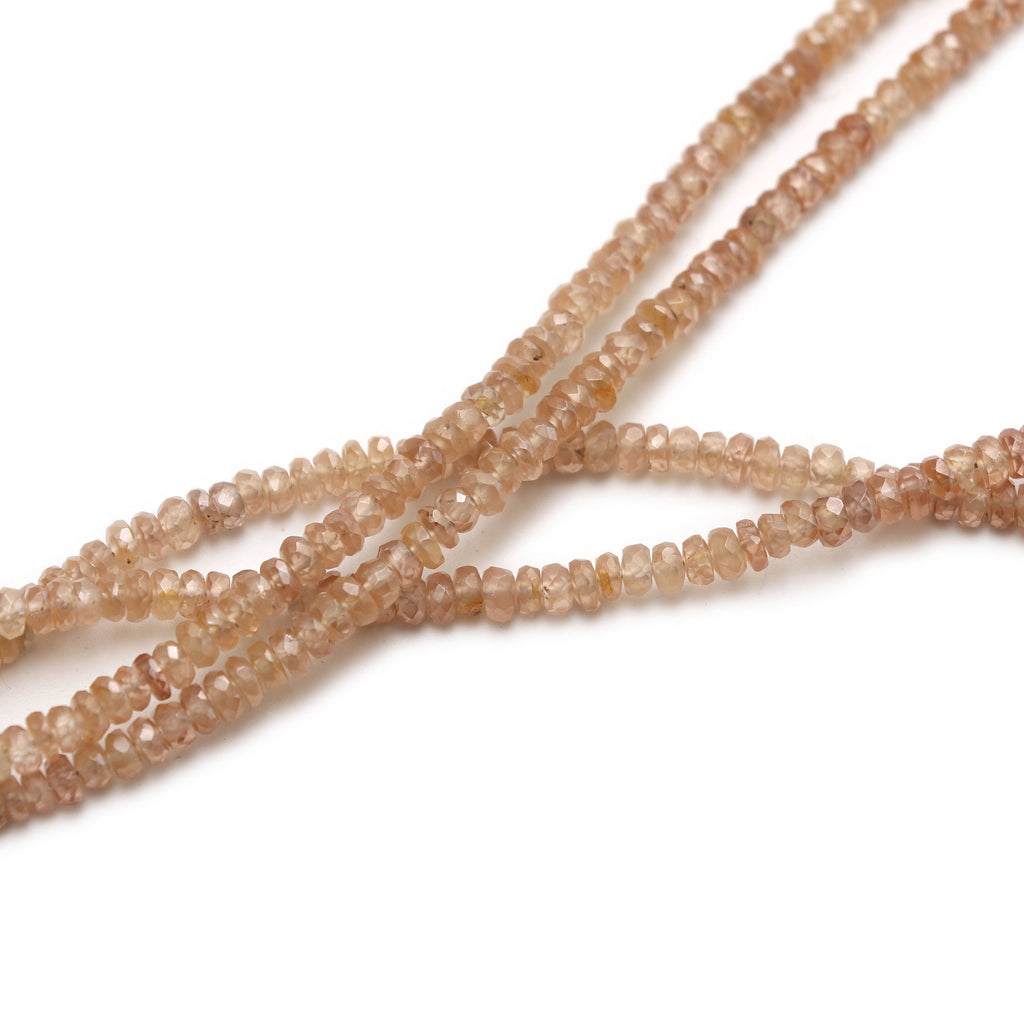 Natural Brown Zircon Faceted Roundelle Beads | Zircon beads 3.5 mm to 4 mm | 8 Inch/ 16 Inch/ 18 Inch Full Strand | Price Per Strand - National Facets, Gemstone Manufacturer, Natural Gemstones, Gemstone Beads