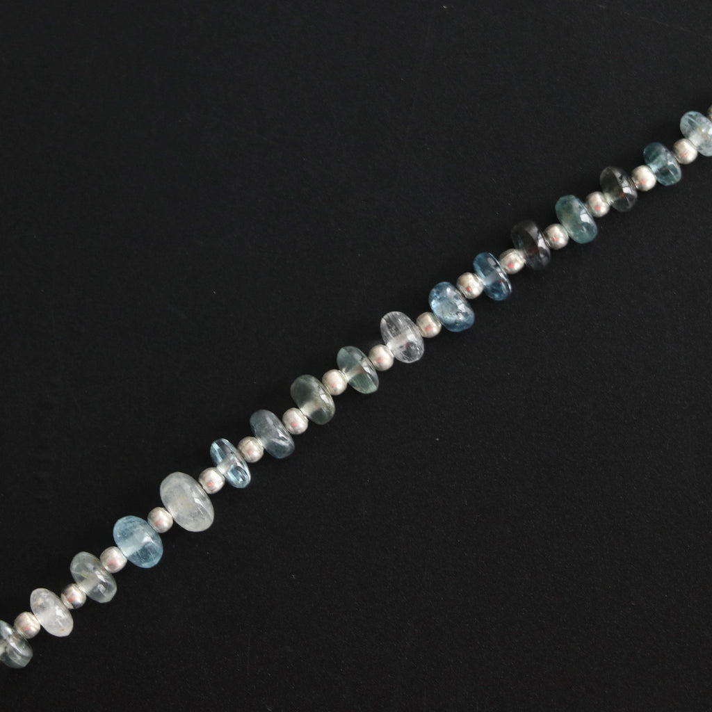 Aquamarine Smooth Beads, Natural Aquamarine Beads- 4 mm to 6 mm - Aquamarine Smooth - Gem Quality , 8 Inch Full Strand, Price Per Strand - National Facets, Gemstone Manufacturer, Natural Gemstones, Gemstone Beads