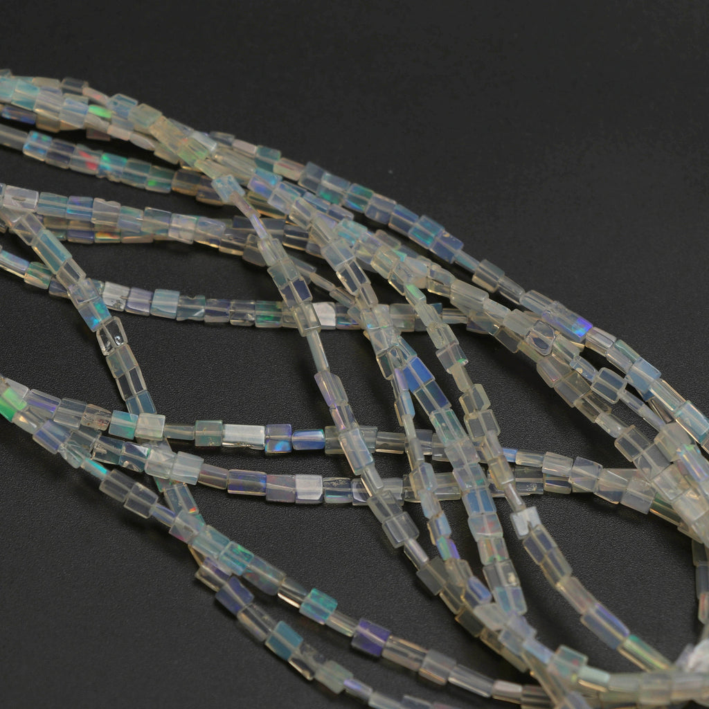 Natural Ethiopian Opal Smooth Rectangle Beads | 3x4 mm to 4x8 mm | 8 Inches/ 18 Inches Full Strand | Price Per Strand - National Facets, Gemstone Manufacturer, Natural Gemstones, Gemstone Beads