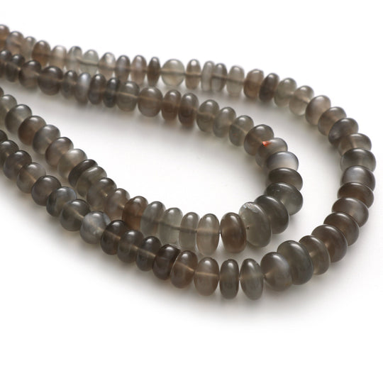 Grey Moonstone smooth Roundel Beads, 5 mm to 8.5 mm, Grey Moonstone Jewelry Making Beads, 8 Inch\ 16 Inch Full Strand, Price Per Strand