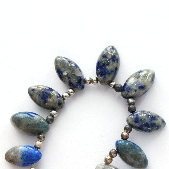 Natural Lapis Lazuli Smooth Marquise Shape - 6x10 mm to 7x12 mm- Lapis Jewelry Making Beads - 3 Inch, Price Per Strand