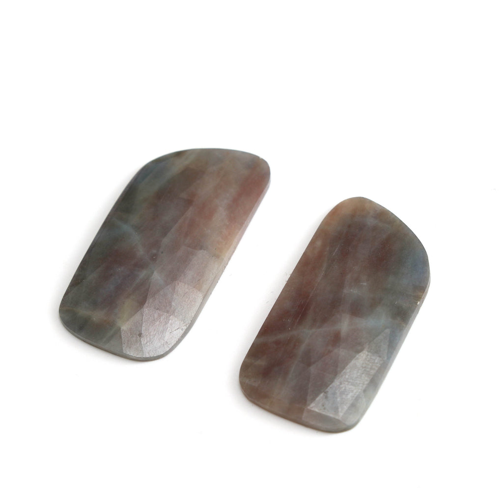 Natural Brown Sapphire Organic Faceted Loose Gemstone -39x19mm- Brown Sapphire Organic ,Loose Gemstone, Pair (2 Pieces) - National Facets, Gemstone Manufacturer, Natural Gemstones, Gemstone Beads