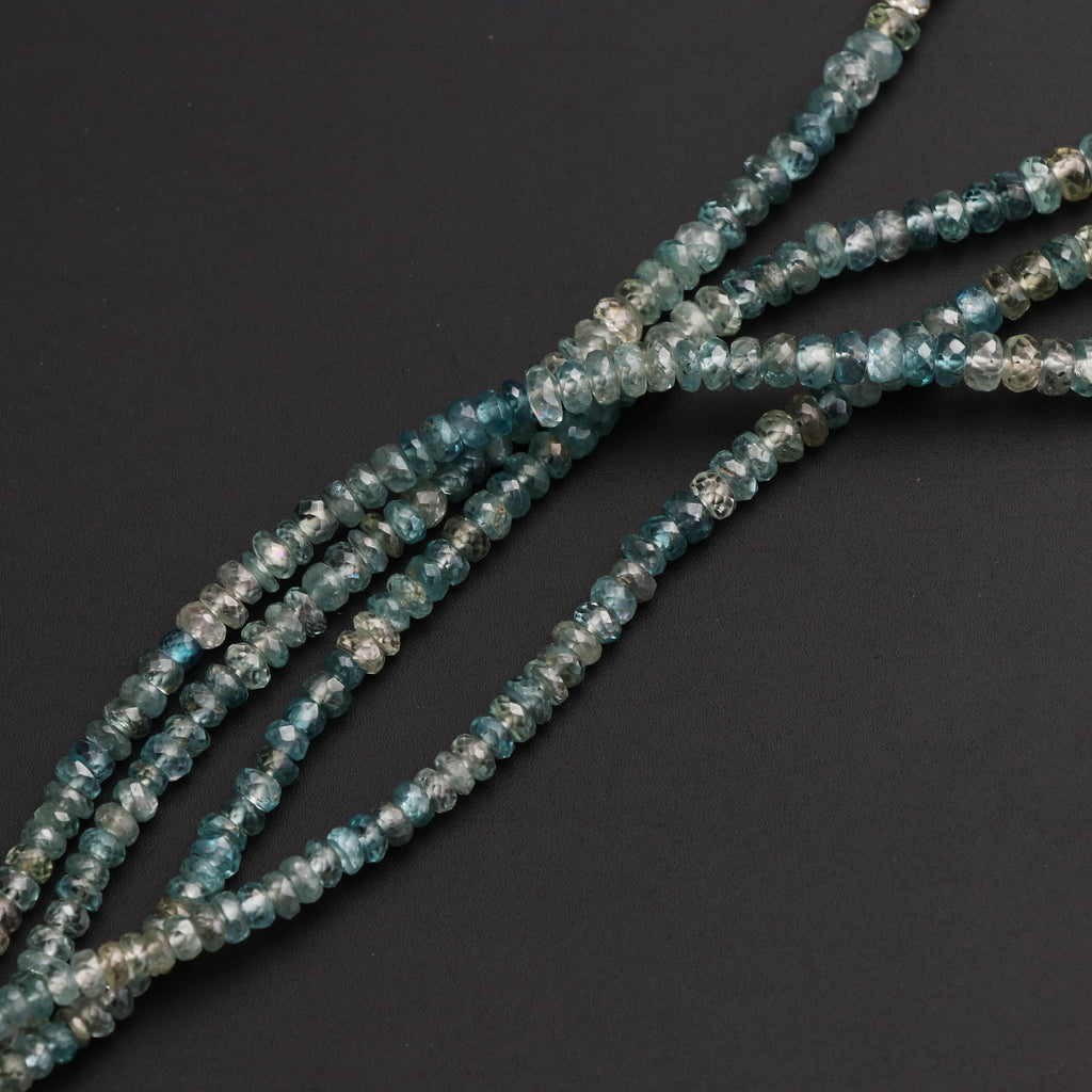 Blue Zircon Faceted Roundel Beads, 3 mm to 7.5 mm, Blue Zircon Faceted Beads - Gem Quality , 8 inch / 16 Inch Full Strand, Price Per Strand - National Facets, Gemstone Manufacturer, Natural Gemstones, Gemstone Beads