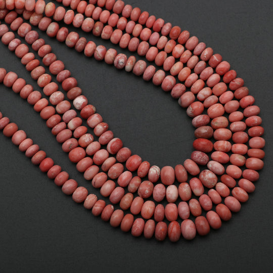 Peach Opal Smooth Rondelle Beads | 4 mm to 7 mm | Peach Opal Smooth Beads | 18 Inch | Price Per Strand