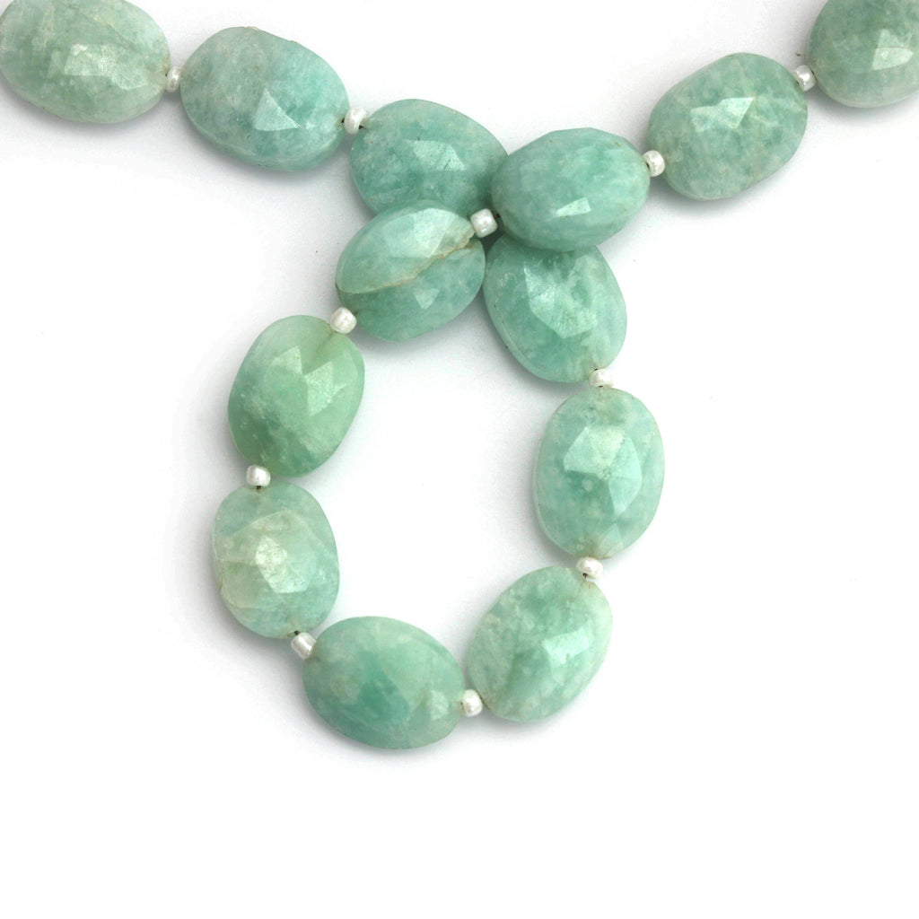 Amazonite Faceted Oval Beads, 5x9.5 MM to 4x10.5 MM, Amazonite, 8 Inch ,Price Per Strand - National Facets, Gemstone Manufacturer, Natural Gemstones, Gemstone Beads