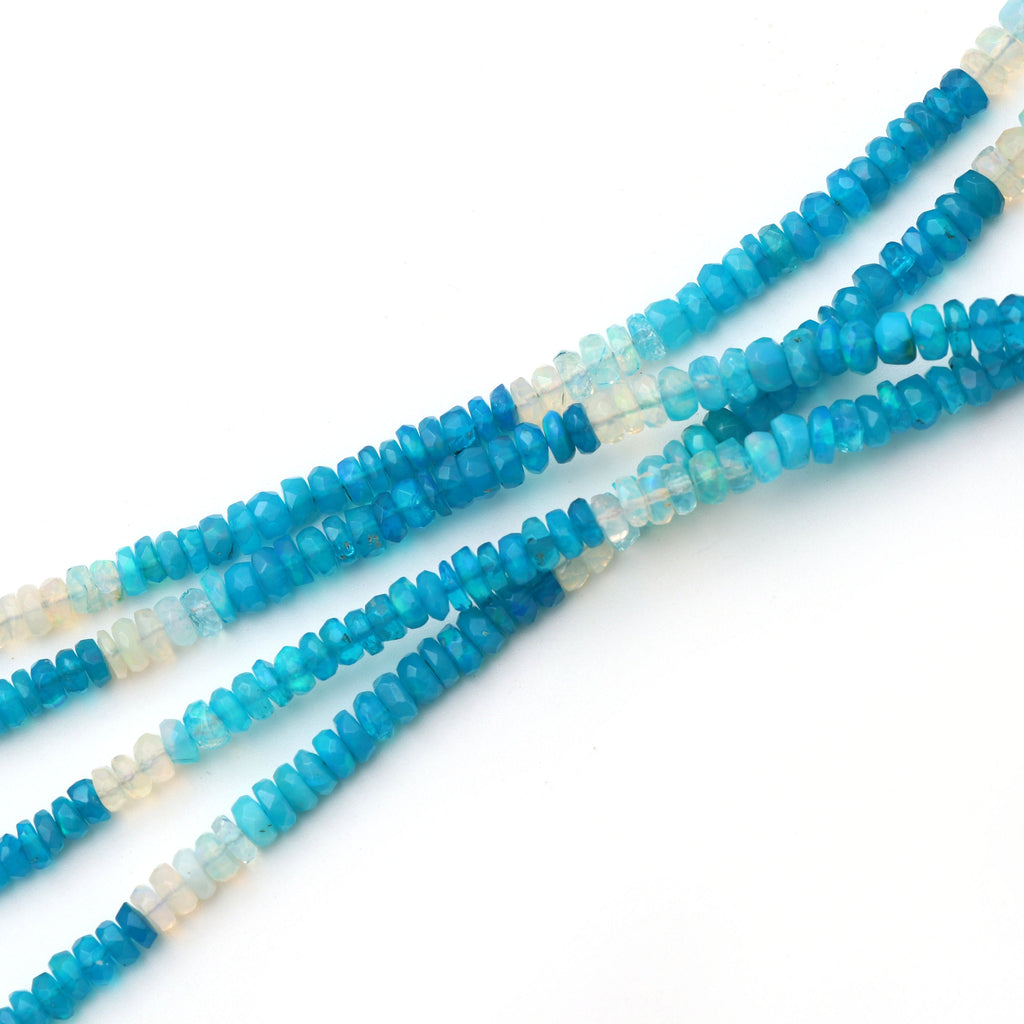 Blue White Ethiopian Opal Faceted Beads - Shaded Opal Beads, 3 mm to 5 mm - Opal Beads - Gem Quality , Price Per Strand - National Facets, Gemstone Manufacturer, Natural Gemstones, Gemstone Beads