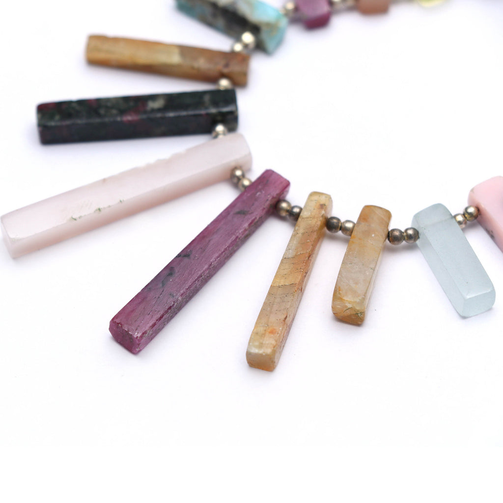 Natural Mix Semi & Precious Smooth Long Slice, 5x14 mm to 5x25 mm, Multi Gemstone, Mix Semi strand, 5 Inch Full Strand, Per Strand Price - National Facets, Gemstone Manufacturer, Natural Gemstones, Gemstone Beads