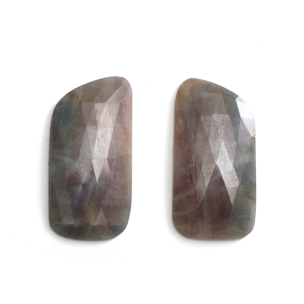 Natural Brown Sapphire Organic Faceted Loose Gemstone -39x19mm- Brown Sapphire Organic ,Loose Gemstone, Pair (2 Pieces) - National Facets, Gemstone Manufacturer, Natural Gemstones, Gemstone Beads