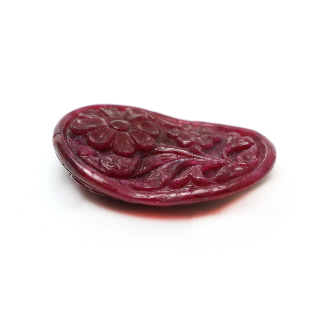 Natural Ruby Carving Oval Loose Gemstone - 31x40 mm - Ruby Oval, Both Side Carving, Ruby Carving Loose Gemstone, 1 Piece - National Facets, Gemstone Manufacturer, Natural Gemstones, Gemstone Beads