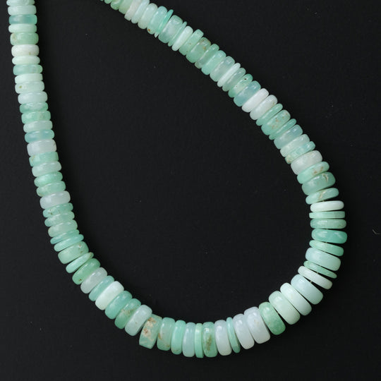 Natural Mint Chrysoprase Smooth Button, Chrysoprase Button Smooth, Chrysoprase Rondelle, Mint Chrysoprase,5 mm to 7 mm, 8 Inch Strand