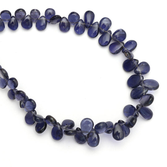 Natural Iolite Smooth Pears Beads - 5.5 mm to 6 mm - Iolite Jewelry Making Beads, 8 Inch/ 20 Cm Full Strand, Price Per Strand