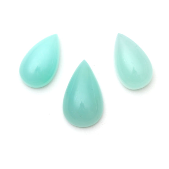 Natural Chrysophrase Smooth Pear Cabochon Gemstone | 16x21mm To 18x30mm | Chrysoprase Jewelry Making Gemstone | Set of 3 Pieces