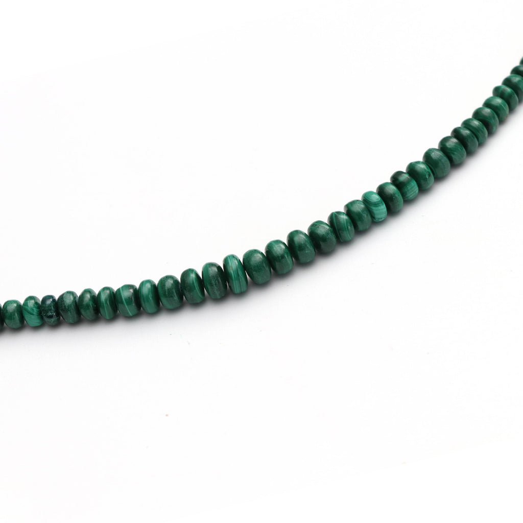 Natural Malachite Smooth Roundel Beads, 4 mm to 6.5 mm- Malachite Roundel- Gem Quality , 8 Inch/ 20 Cm Full Strand, Price Per Strand - National Facets, Gemstone Manufacturer, Natural Gemstones, Gemstone Beads