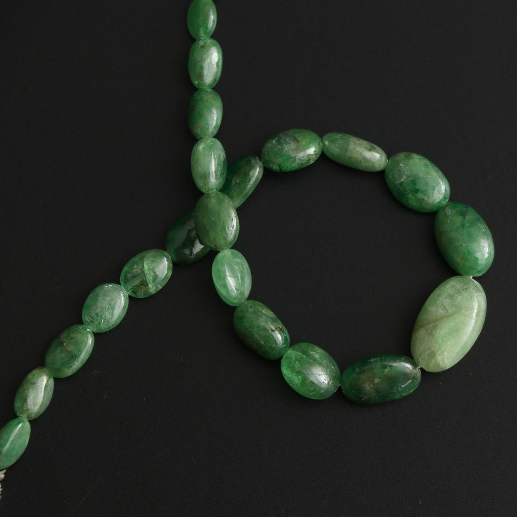 Tsavorite Smooth Oval Beads, 5x6 mm to 8.5x14 mm - Tsavorite Gemstone - Gem Quality , 8 Inch/ 20 Cm Full Strand, Price Per Strand - National Facets, Gemstone Manufacturer, Natural Gemstones, Gemstone Beads