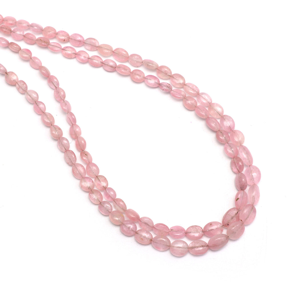 Natural Pink Tourmaline Smooth Oval Beads | Unique Pink Tourmaline | 3x3.5 mm to 6.5x8.5 mm | 8 Inch/ 18 Inch Full Strand | Price Per Strand - National Facets, Gemstone Manufacturer, Natural Gemstones, Gemstone Beads