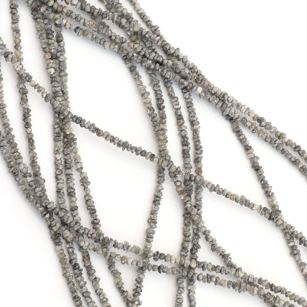 Grey Diamond Chips Organic Beads - 2mm To 2.5mm - Organic Chips Diamond, 16 Inch Strands, Price Per Strand - National Facets, Gemstone Manufacturer, Natural Gemstones, Gemstone Beads