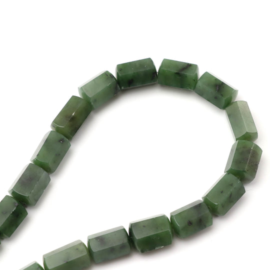 Emerald Faceted 10x13.5 mm to 10.5x15.5 mm Cylinder Beads, 18 Inch Necklace, 925 Sterling Silver S Clasp Hook, Price Per Necklace