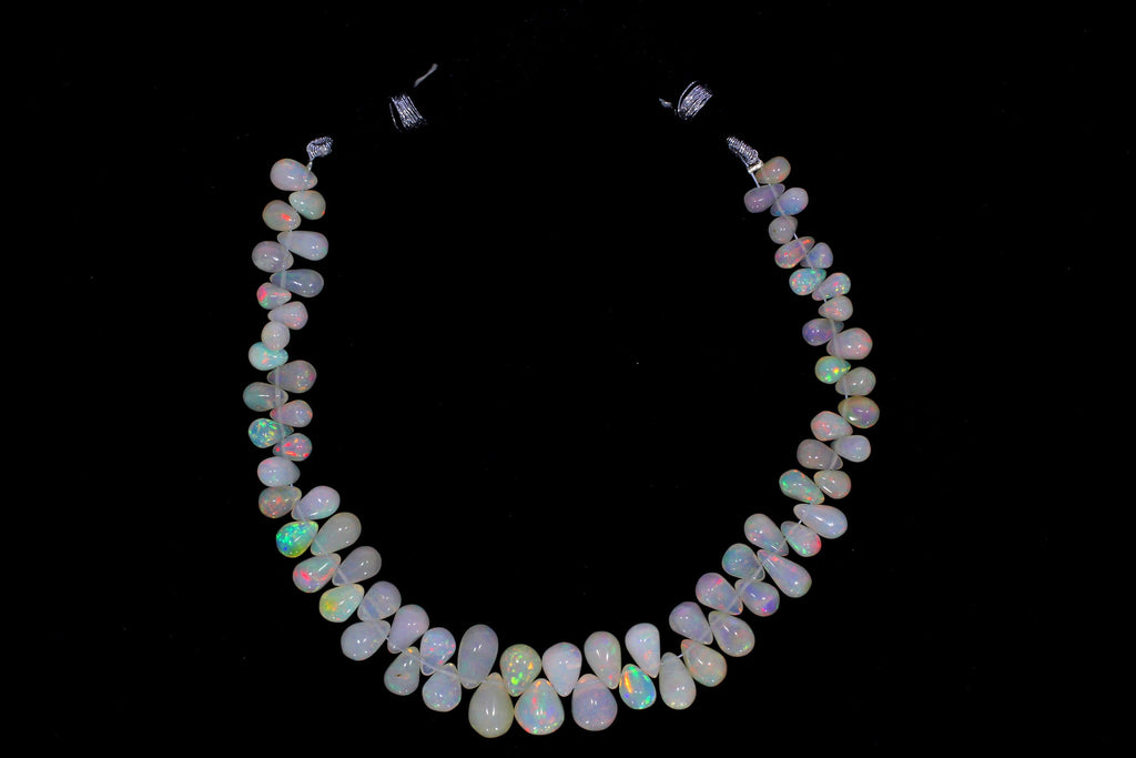 Ethiopian Opal Smooth Drops, Ethiopain Opal Drop Shape, Ethiopian Opal Tear Drops 4 to 10 mm | 18 Inch Strand - National Facets, Gemstone Manufacturer, Natural Gemstones, Gemstone Beads