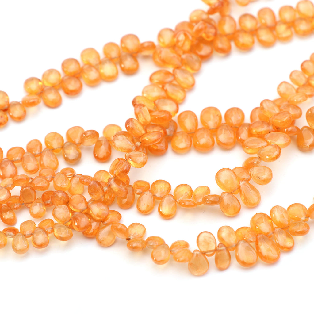 Spessartite Smooth Pear Beads- 4.5x5.5mm To 5.5x8mm- Spessartite Pear Beads - Gem Quality, 8 Inch/16 Inch Full Strand, Price Per Strand - National Facets, Gemstone Manufacturer, Natural Gemstones, Gemstone Beads