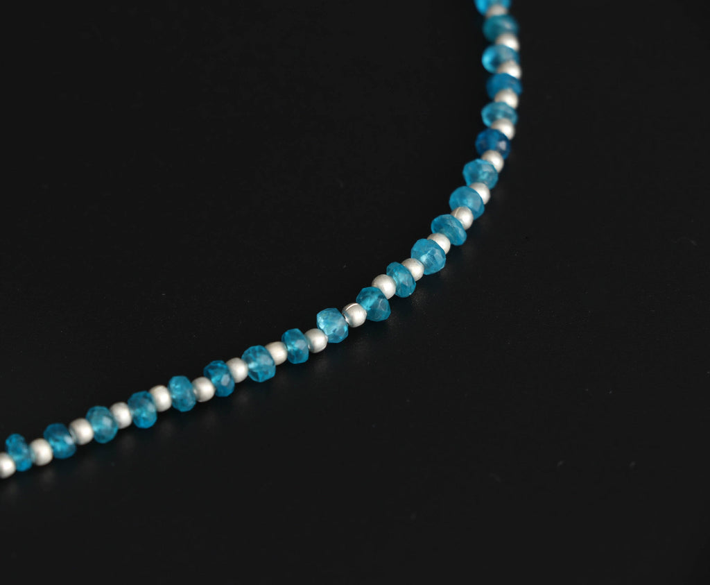 Neon Apatite Faceted Roundel Beads With Metal Balls - 3 mm to 4 mm - Neon Apatite Beads - Gem Quality , 8 Inch Full Strand, Price Per Strand - National Facets, Gemstone Manufacturer, Natural Gemstones, Gemstone Beads