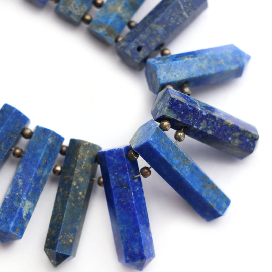 Lazuli Lapis Faceted Cut Gemstone Bullet Beads, 10x6 mm to 24x5 mm, Lapis Jewelry Making Beads, 6 Inch, Price Per Strand