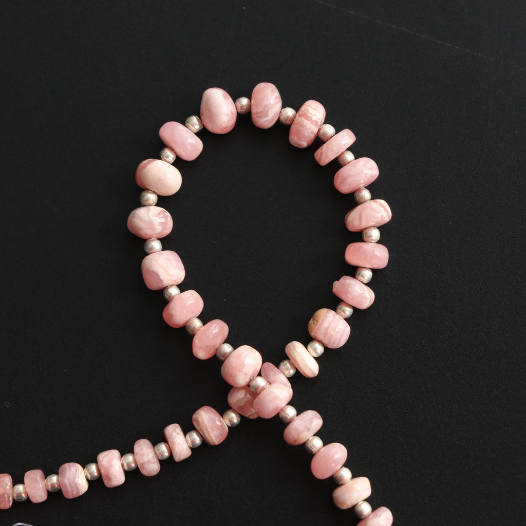 Natural Rhodochrosite Smooth beads, Rhodochrosite Beads, Rondelle Beads, 4 mm to 6 mm, Rhodochrosite strand, 8 Inch Full Strand - National Facets, Gemstone Manufacturer, Natural Gemstones, Gemstone Beads