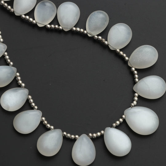 Natural White Moonstone Smooth Pears Beads, White Moonstone , 11x13 mm to 13x17 mm, Moonstone Gemstone, 8 Inch, Price Per Strand