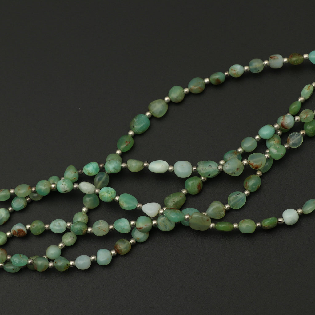 Green Opal Smooth Oval Nuggets , Opal Smooth Oval,Opal Gemstone-5x5 to 4.5x7 mm -Green Opal -Gem Quality, 8 Inch, Price Per Strand - National Facets, Gemstone Manufacturer, Natural Gemstones, Gemstone Beads
