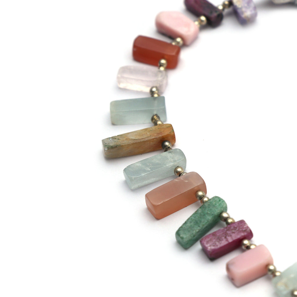 Natural Mix Semi & Precious Smooth Slice, 5x9 to 5x16 mm, Mix Semi Slice, Multi Gemstone, Mix Semi strand, 5 Inch , Per Strand Price - National Facets, Gemstone Manufacturer, Natural Gemstones, Gemstone Beads