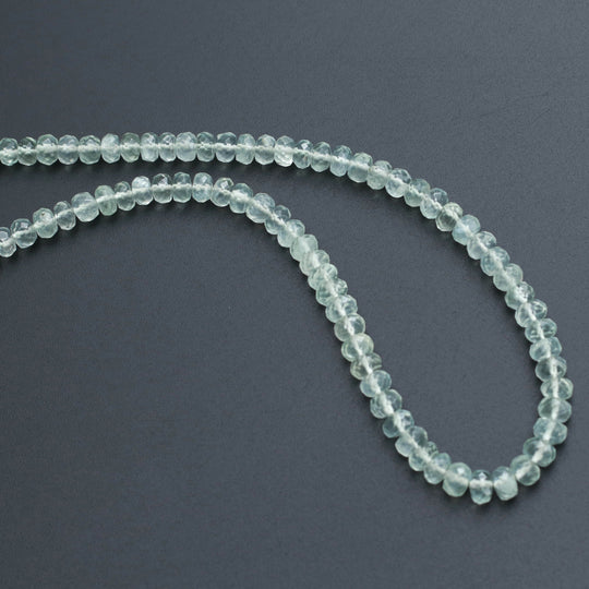 Prehnite Roundel Faceted Beads - 4.5 mm to 5.5 mm - Prehnite Jewelry Making Beads - 8 Inch/ 18 Inch Full Strand, Price Per Strand