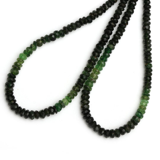 Chrome Tourmaline Roundel Faceted Beads, 3.5 mm to 5 mm, Tourmaline Jewelry Making Beads, 8 Inch / 16 Inch Full Strand, Price Per Strand