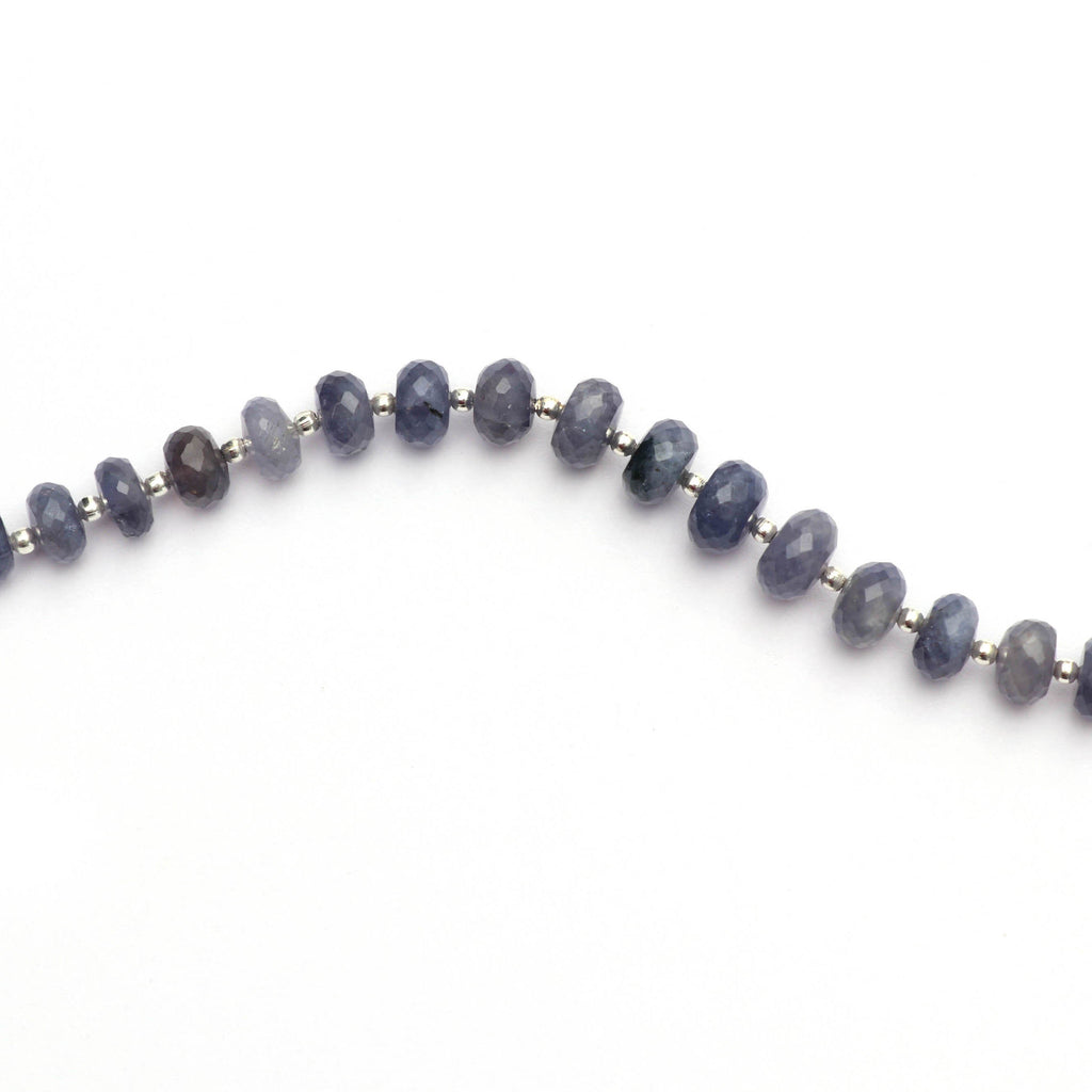 Iolite Sunstone Roundel Faceted Beads With Metal Spacer Ball - 7.5mm to 9mm - Gem Quality, 8 Inch/20 Cm Full Strand ,Price Per Strand - National Facets, Gemstone Manufacturer, Natural Gemstones, Gemstone Beads