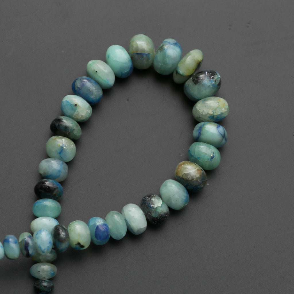 Azurite Feldspar Smooth Roundel Beads, Azurite Beads - 5mm to 10mm - Feldspar Azurite - Gem Quality, 6.5 Inch, Price Per Strand - National Facets, Gemstone Manufacturer, Natural Gemstones, Gemstone Beads