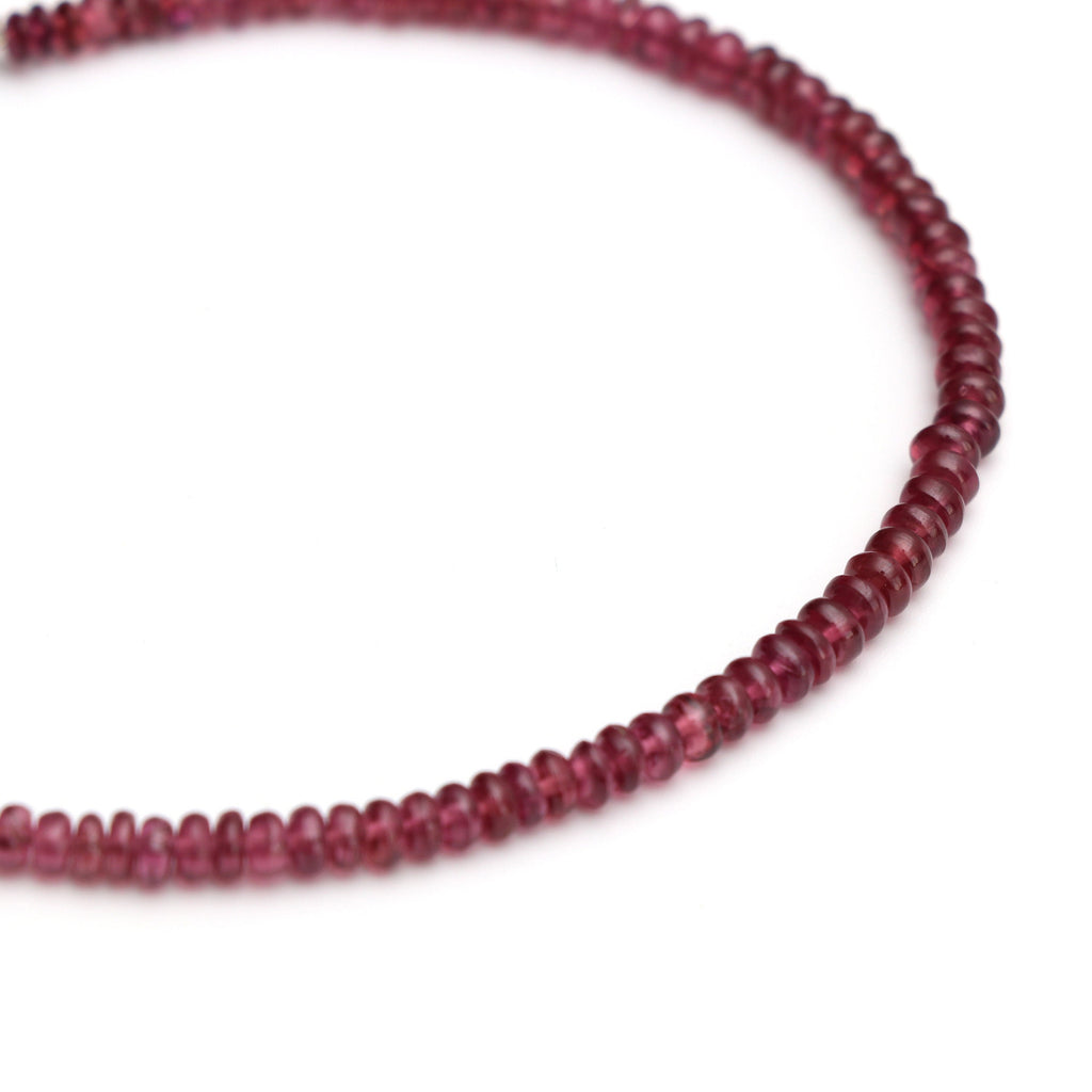 Garnet Smooth Roundel Beads, Garnet Smooth, Garnet Beads - 3 mm to 4.5 mm - Garnet - Gem Quality ,8 Inch/20 Cm Full Strand, Price Per Strand - National Facets, Gemstone Manufacturer, Natural Gemstones, Gemstone Beads