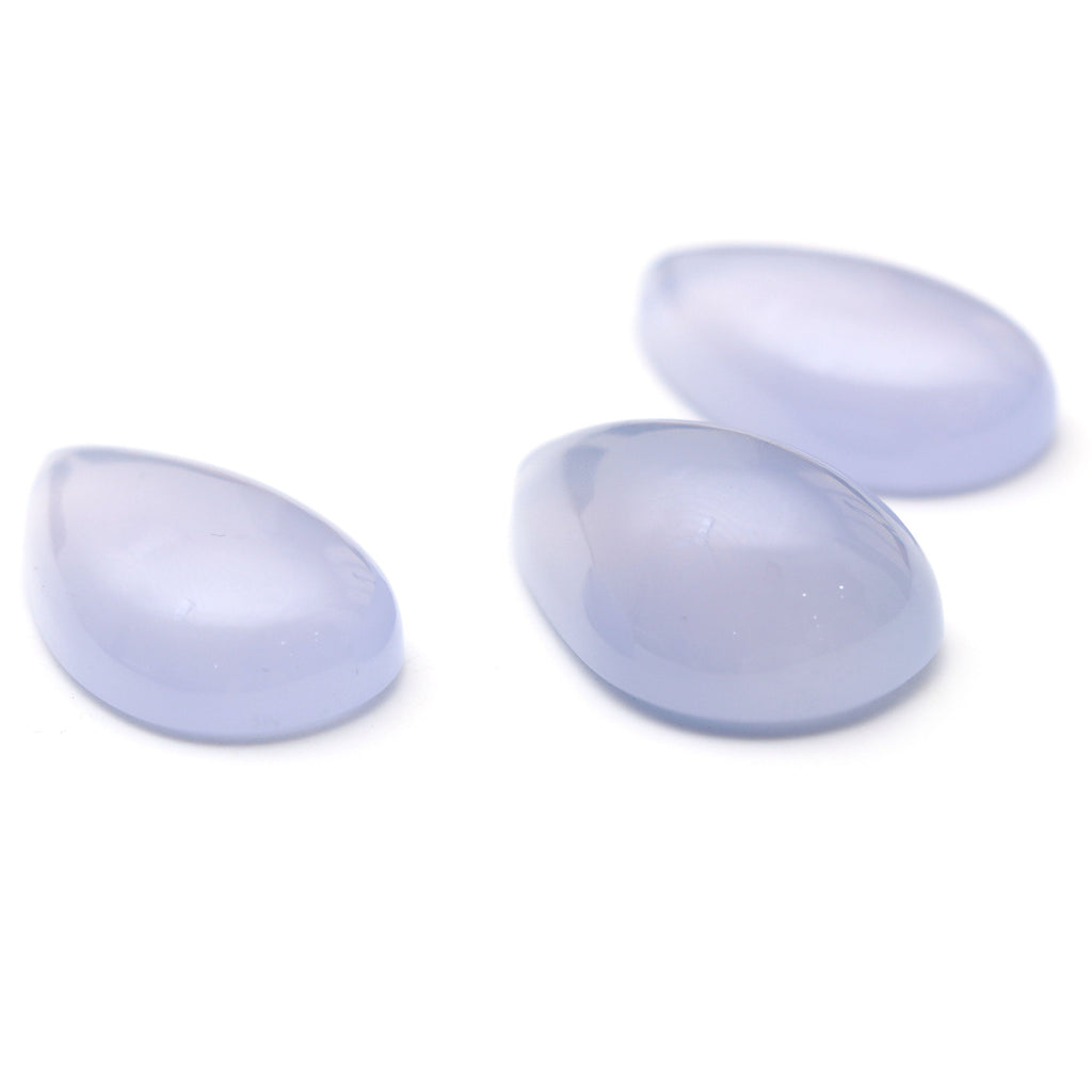 AAA Quality Natural Blue Chalcedony Smooth Pear Cabochon Gemstone | 18x31 mm to 20x32 mm | Gemstone Cabochon | Set of 3 Pieces - National Facets, Gemstone Manufacturer, Natural Gemstones, Gemstone Beads
